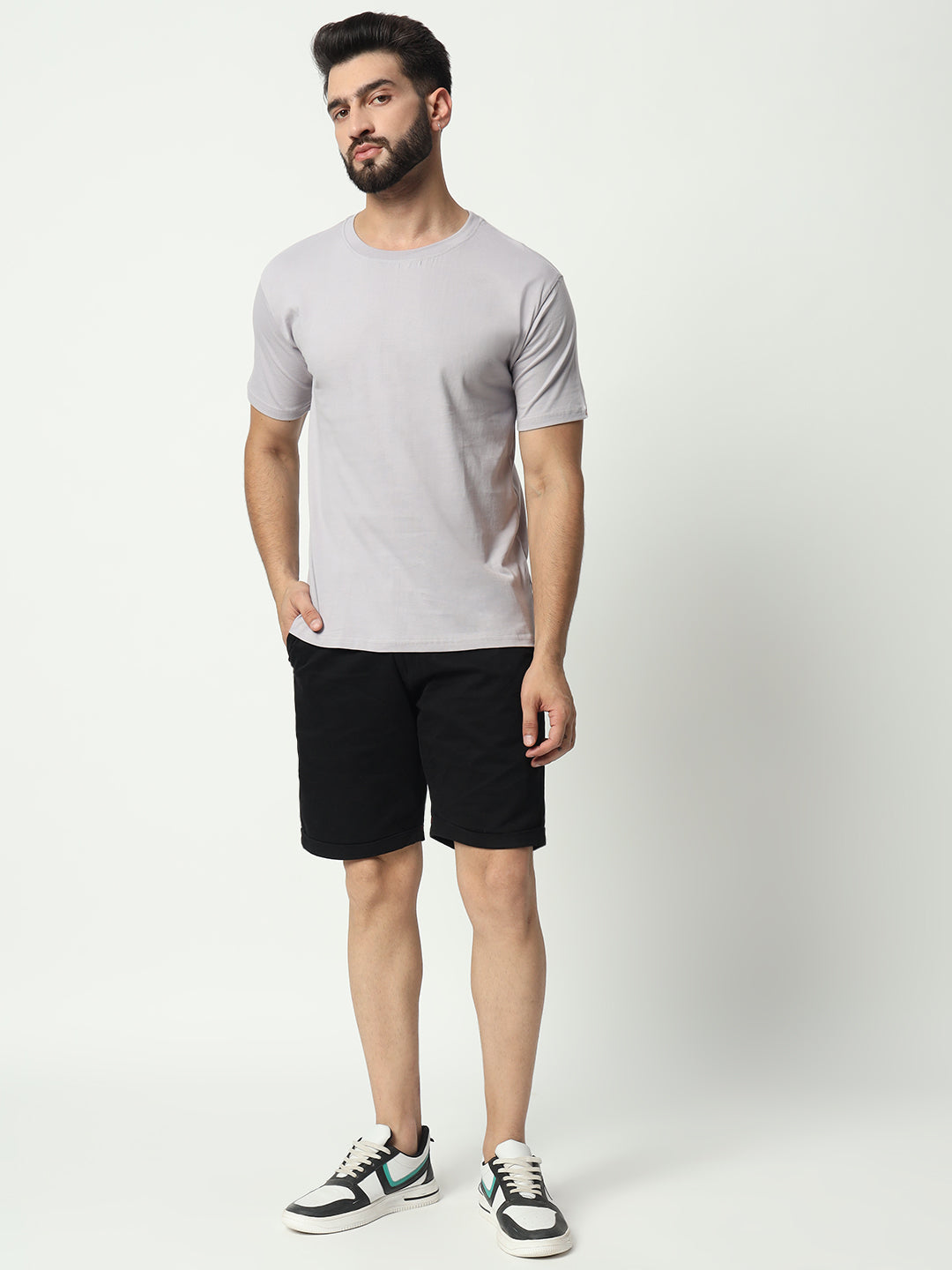 Grey 100% Cotton Basic Tshirt
