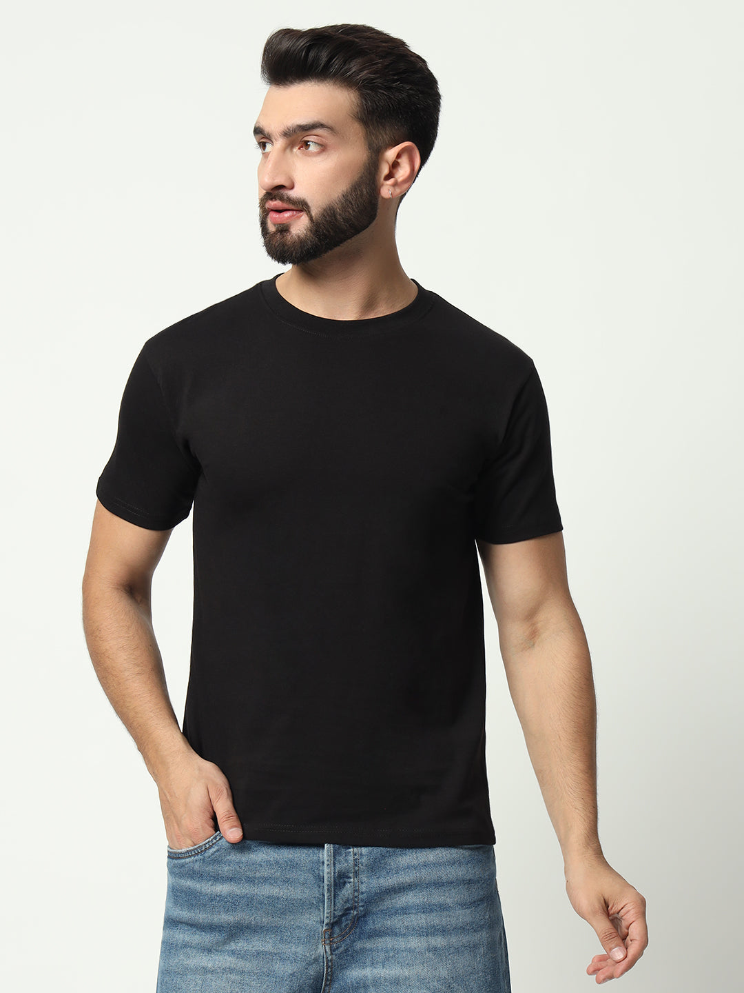 Black 100% Cotton Basic Tshirt