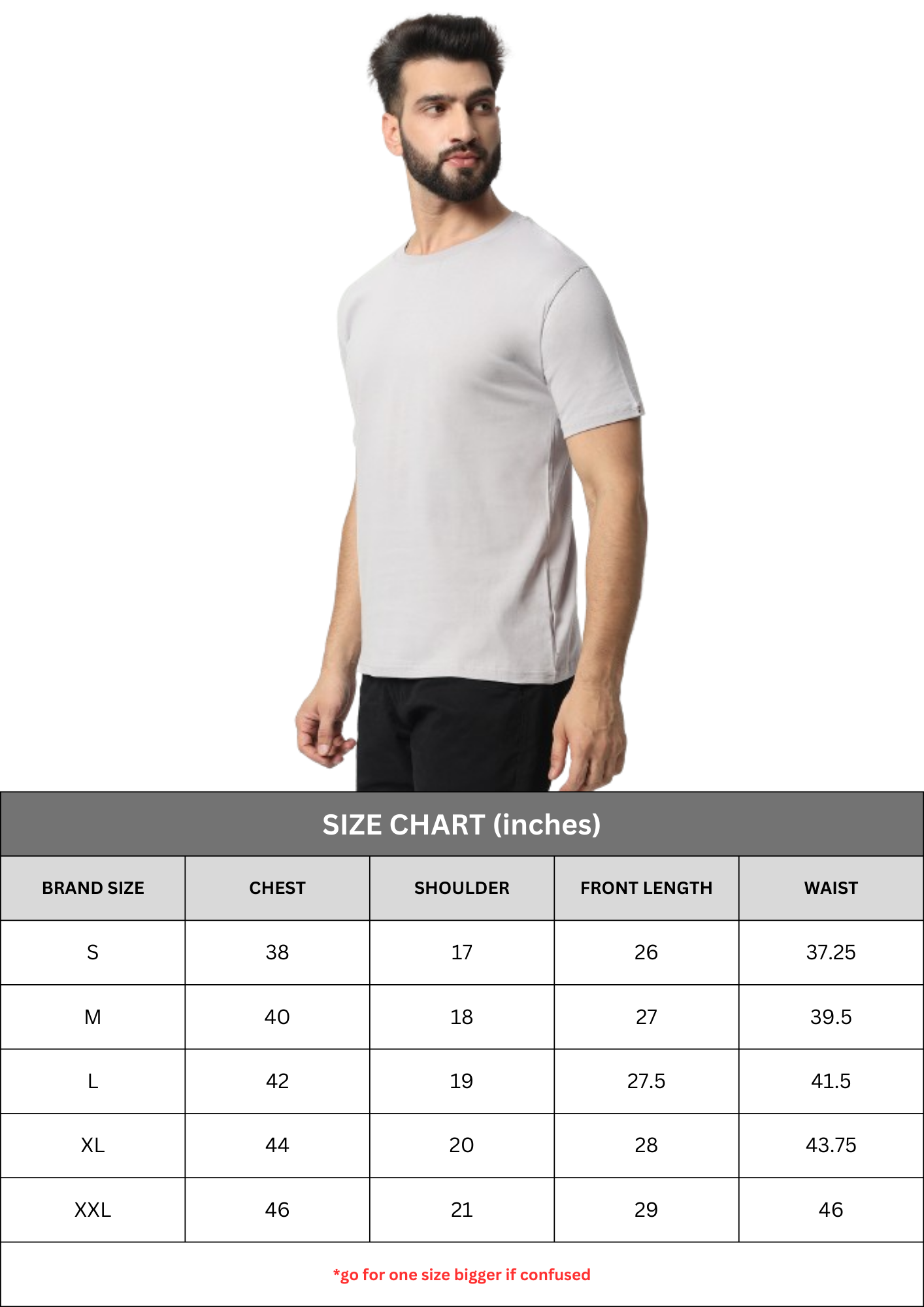 Grey 100% Cotton Basic Tshirt