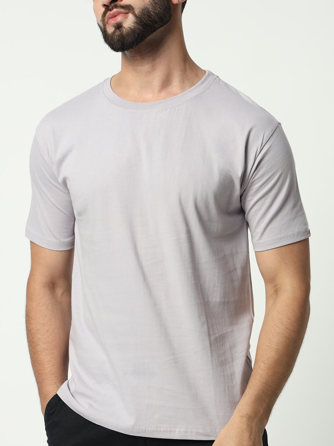 Grey 100% Cotton Basic Tshirt