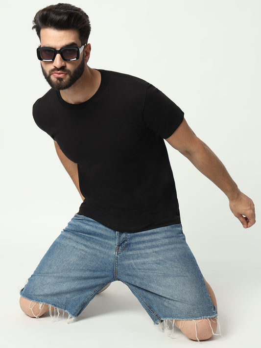 Black 100% Cotton Basic Tshirt