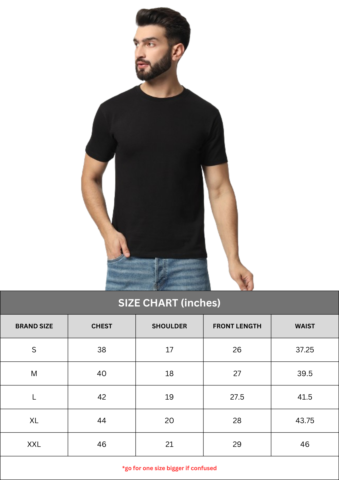 Black 100% Cotton Basic Tshirt
